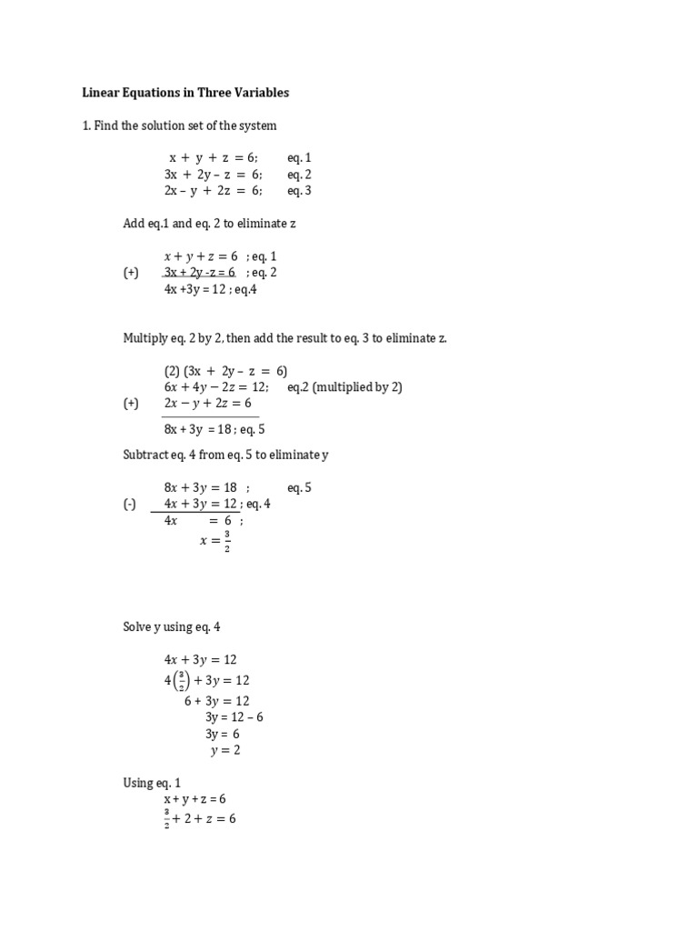 Unit VII Part 2 Linear in Three Variables | PDF