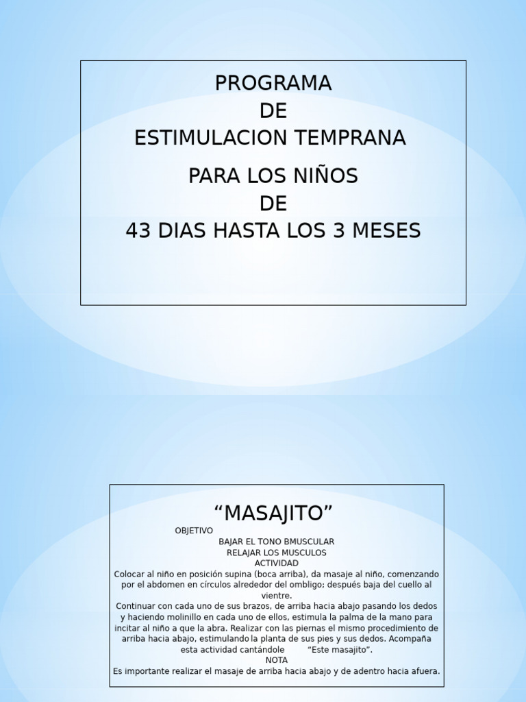 Estimulación Temprana para Bebés de 43 Días a 3 Meses | PDF