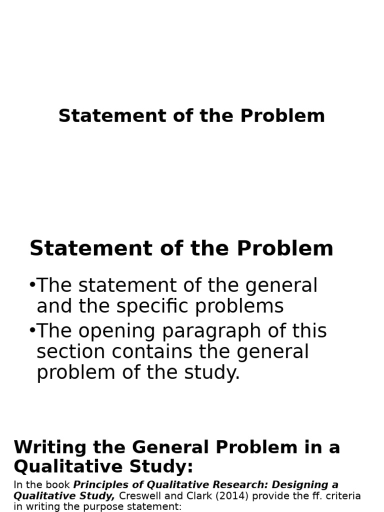 Chapter 1 Statement of The Problem | PDF | Qualitative Research ...