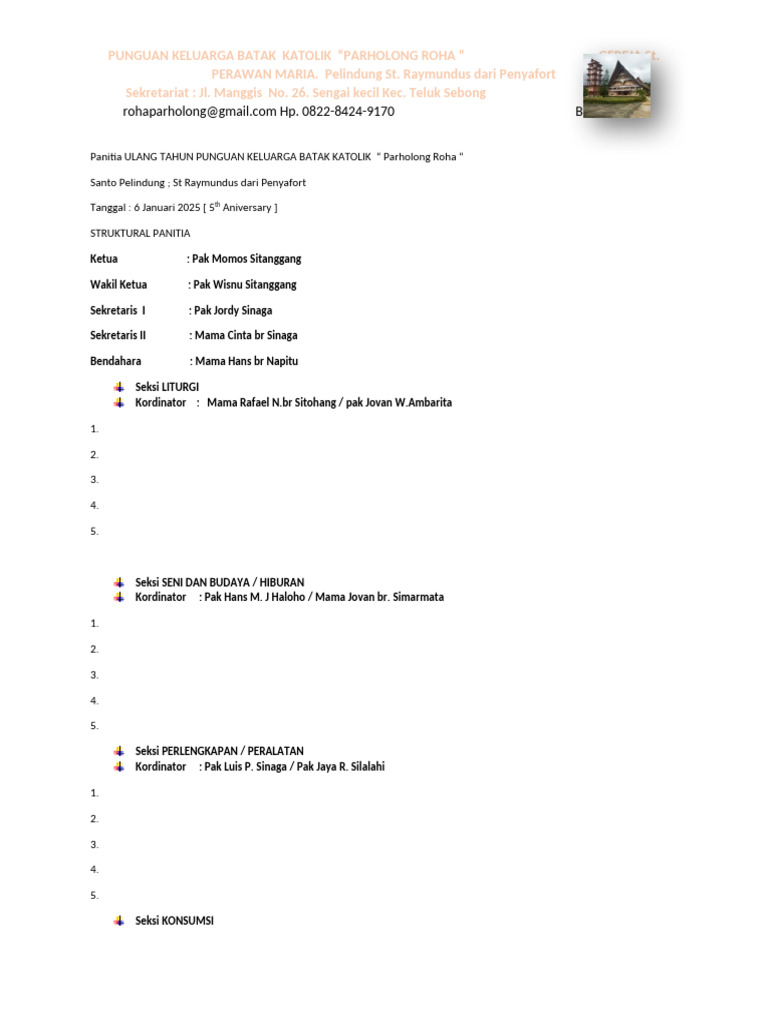 Ulang Tahun Ke-5 Parholong Roha 2025 | PDF