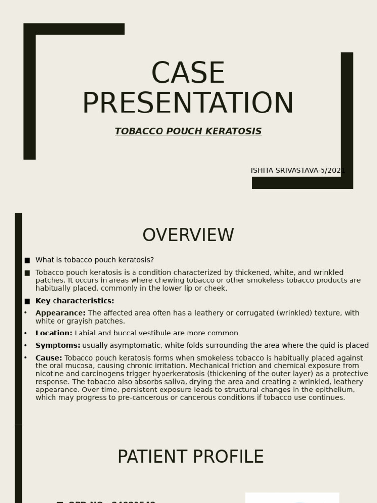 tobacco pouch keratosis differential diagnosis Tobacco Pouch Keratosis Case Study | PDF | Tobacco