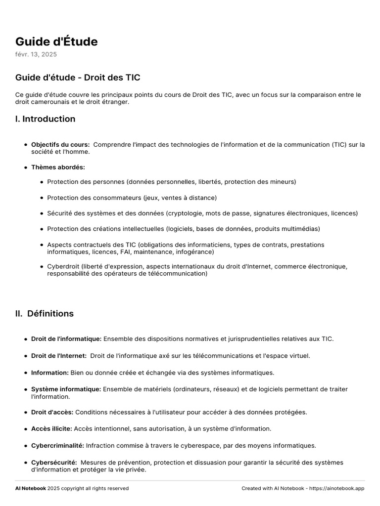 Droit - Des - Tic - Guide D'étude | PDF | Informatique | Propriété ...