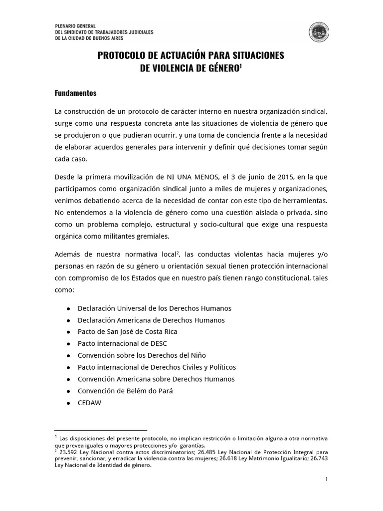 Protocolo de Violencia de Género Sindical | PDF | Violencia | La ...