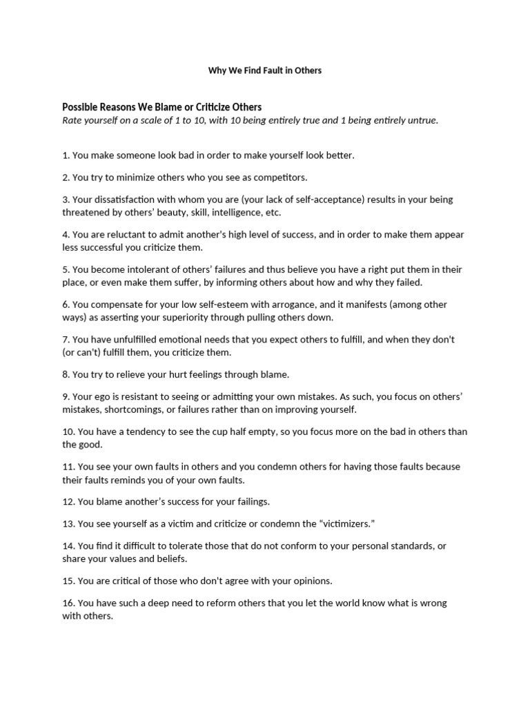 Understanding Fault-Finding Behavior | PDF | Self Esteem | Cognition