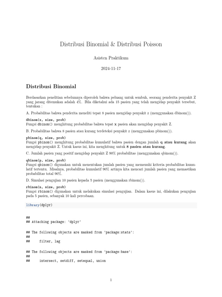 Probabilitas Distribusi Binomial dan Poisson | PDF
