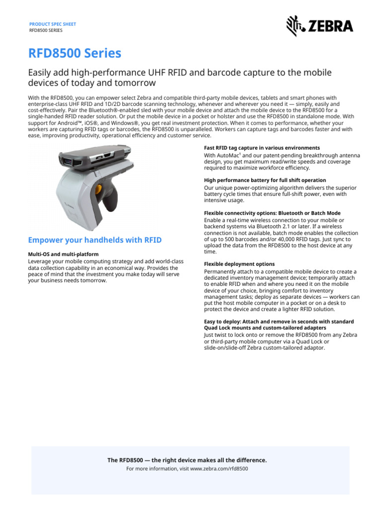 rfd8500 Spec Sheet en Us | PDF | Radio Frequency Identification ...