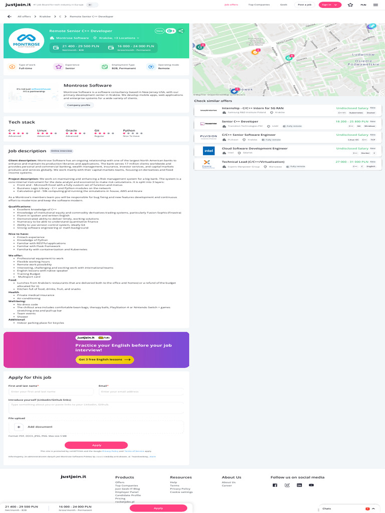 Remote Senior C++ Developer - Montrose Software | PDF | C++ | Computing