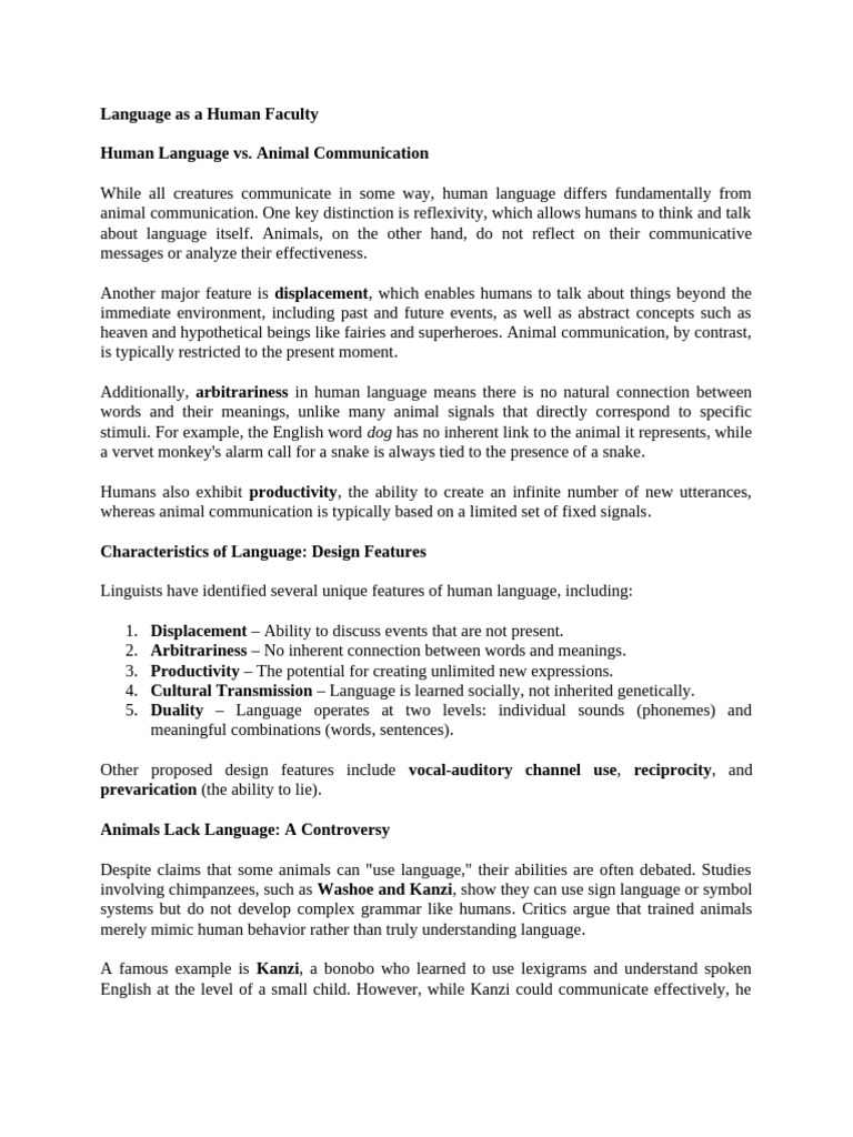 Language As A Human Faculty | PDF | Communication | Human