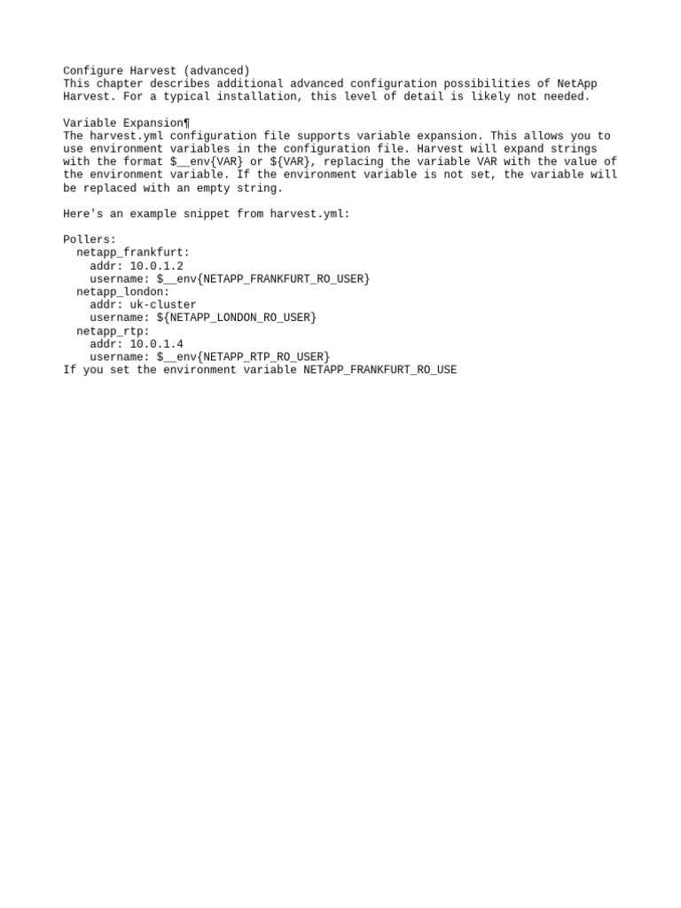 Advanced NetApp Harvest Configuration | PDF