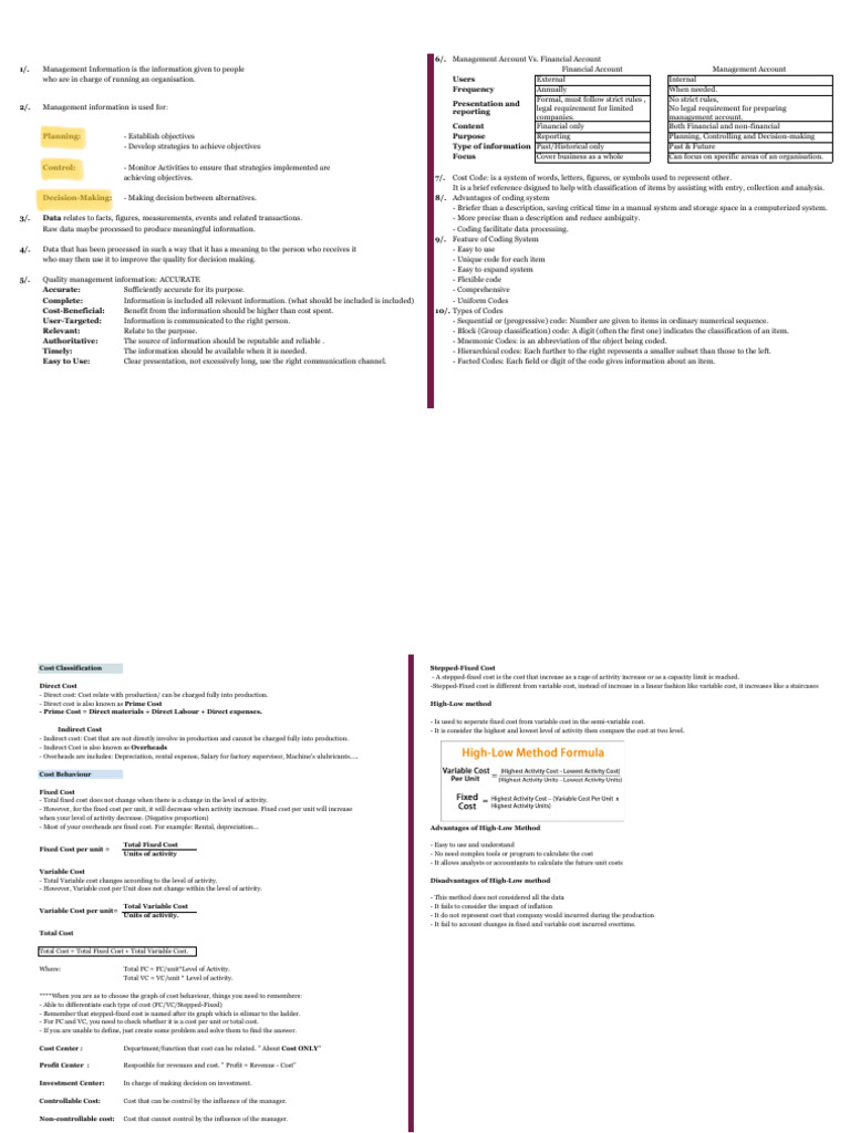 Management vs. Financial Accounting Guide | PDF | Present Value ...