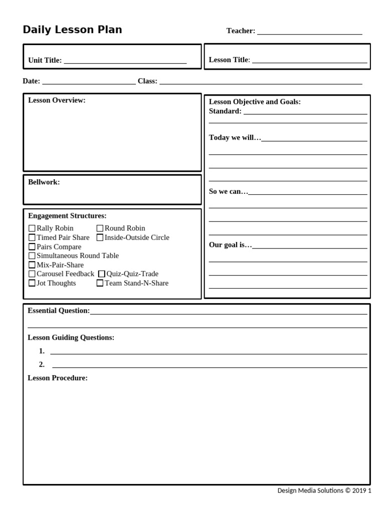Daily Lesson Plan Template for Teachers | PDF | Homework | Teachers