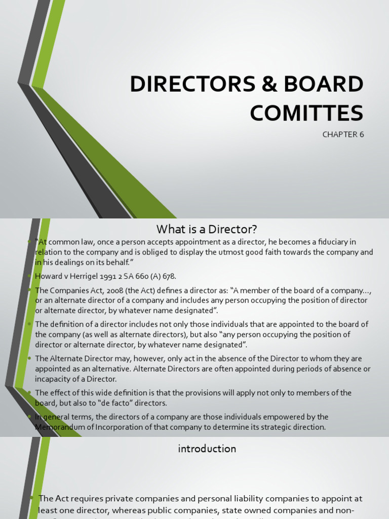 Understanding Company Directors' Roles | PDF | Board Of Directors ...