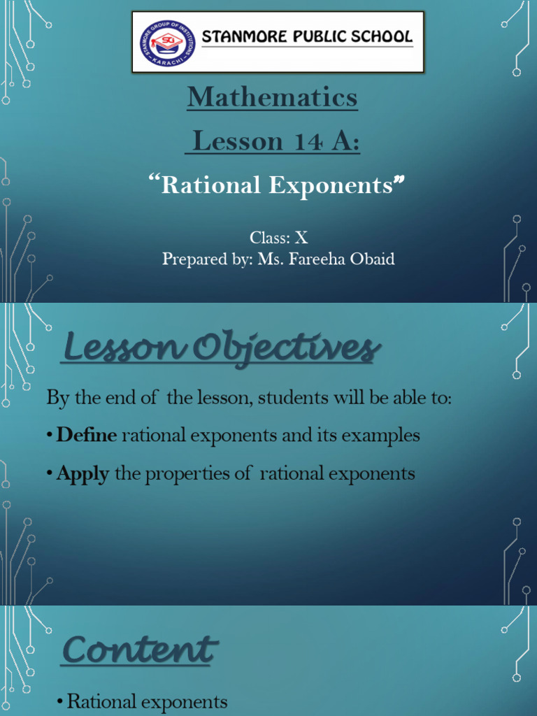 Rational Exponents Lesson Plan | PDF
