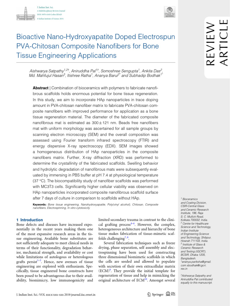 Bioactive Nano Hydroxyapatite Doped Electrospun | PDF | Tissue ...