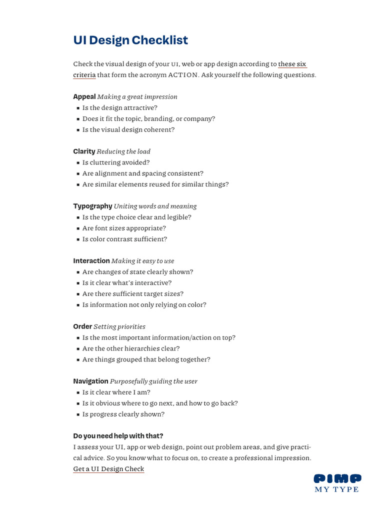 UI Design Review Checklist | PDF