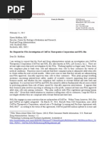 February 21, 2012 Request FDA Investigation of CellTex and RNL Bio