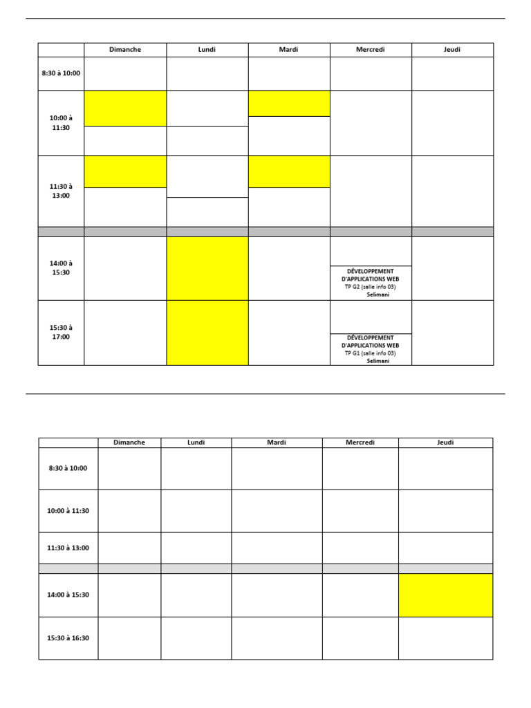Emploi du temps Informatique Nâama | PDF | Neurosciences ...