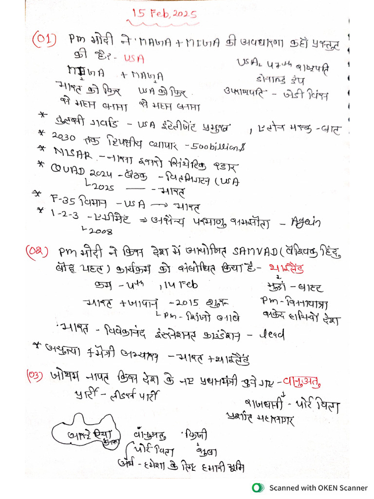 15 Feb Current Affairs Handwritten Notes | PDF