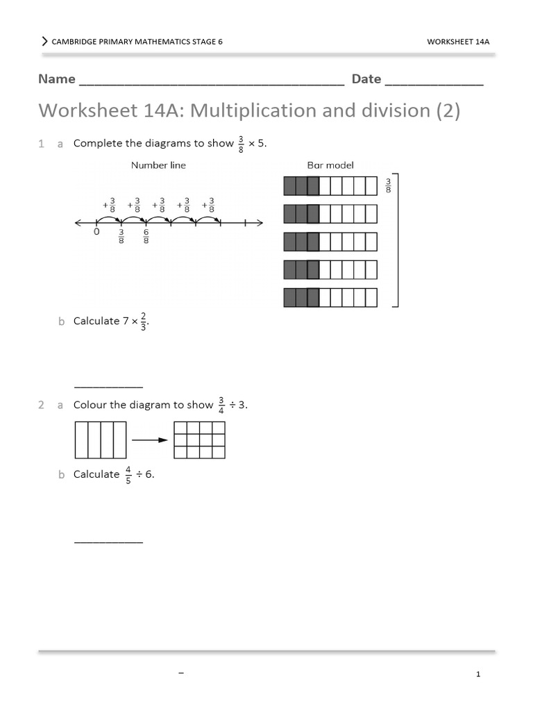 Stage 6 Maths Worksheet: Multiplication & Division | PDF