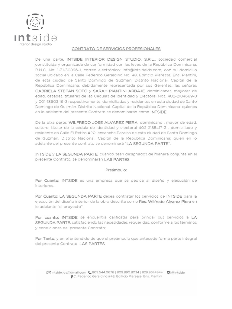 Contrato de Servicios de Diseño Interior | PDF | Presupuesto | Diseño