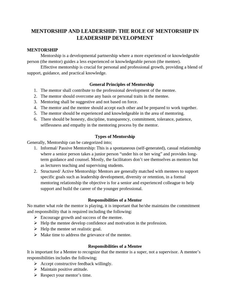 Personal CDS, Mentorship and Leadership | PDF | Mentorship | Leadership