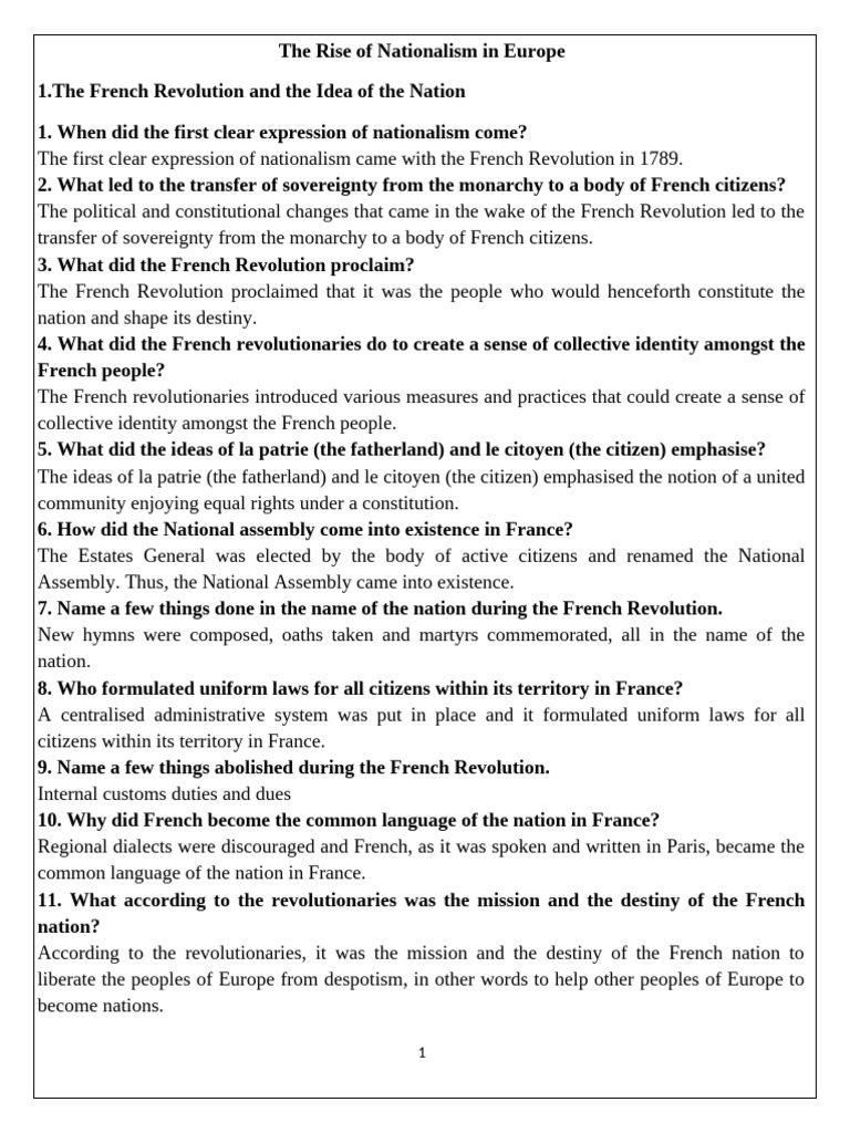 1.the French Revolution and The Idea of The Nation - VSA, SA, LA | PDF ...