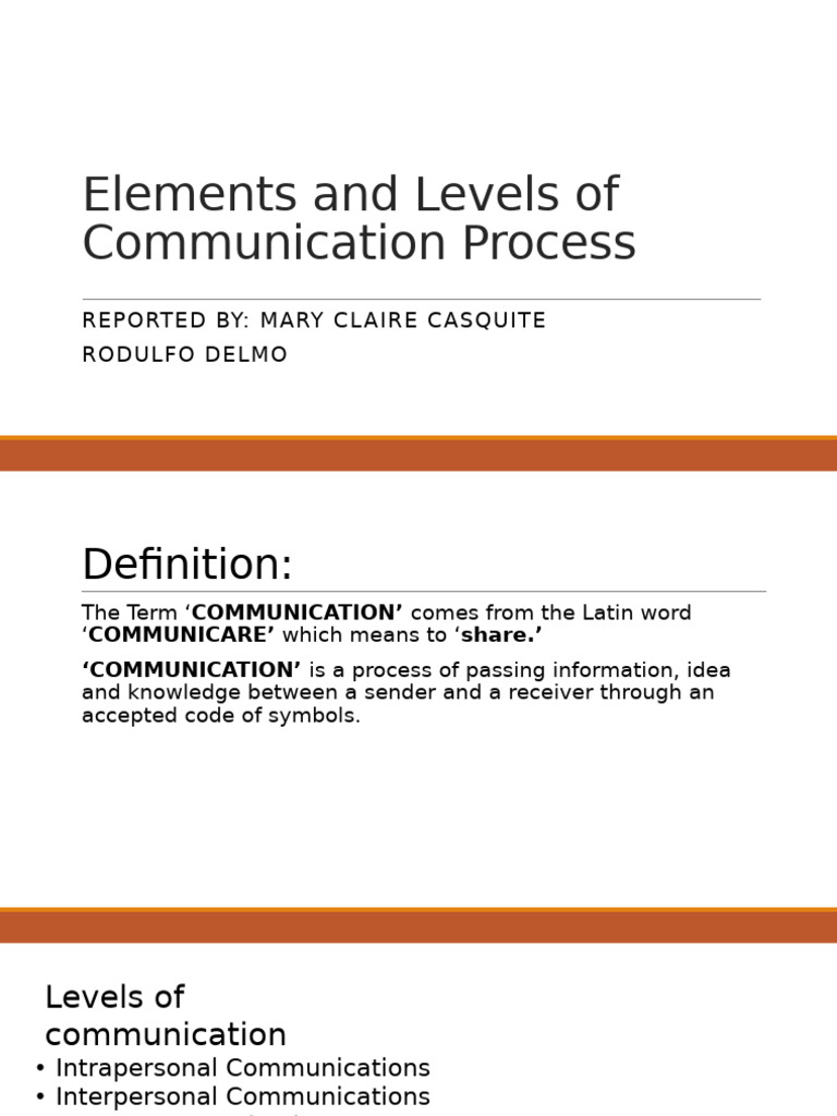 Elements and Levels of Communication Process | PDF