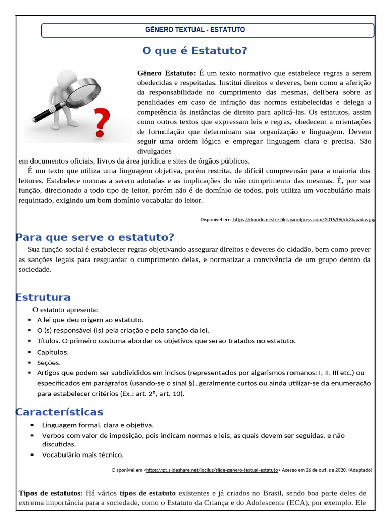 Gênero Textual: Estatuto e Suas Funções | PDF | Sanções (jurídico ...