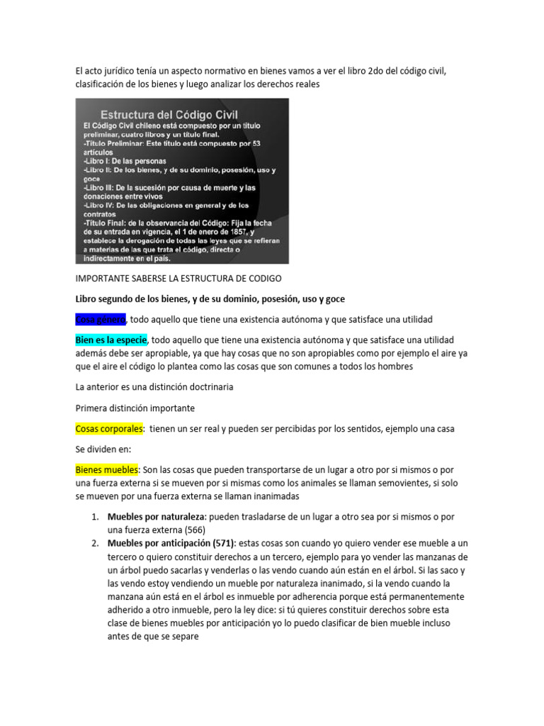 Clasificación de Bienes en el Código Civil | PDF | Propiedad | Ley de ...