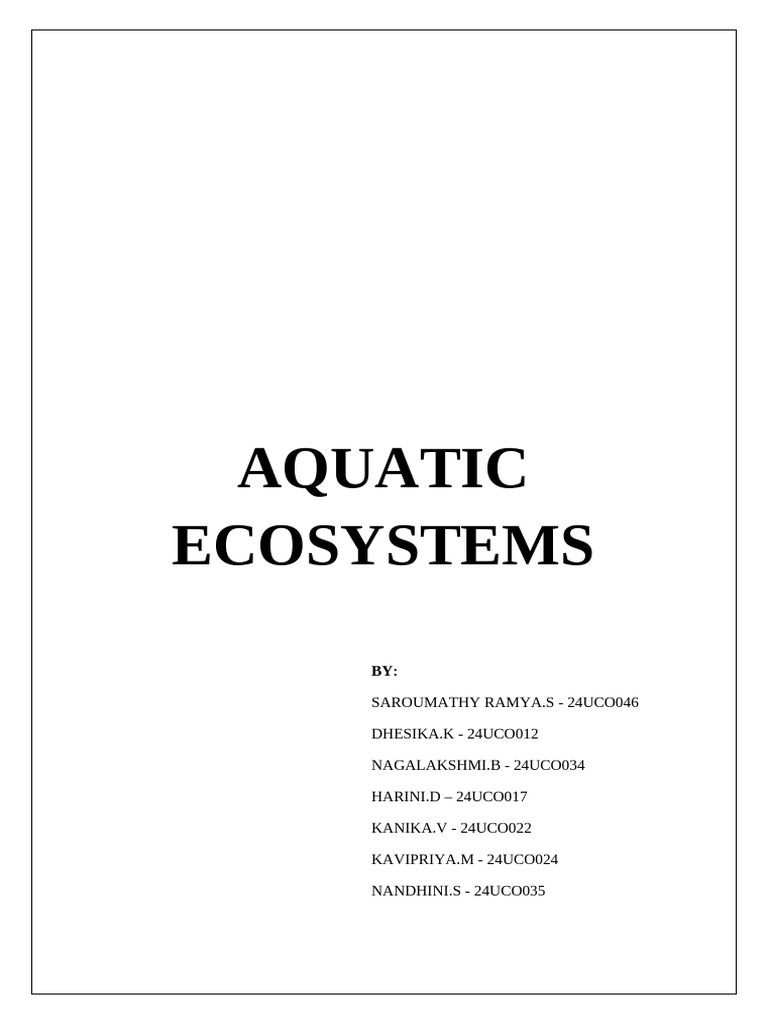 Types and Importance of Aquatic Ecosystems | PDF | Aquatic Ecosystem ...