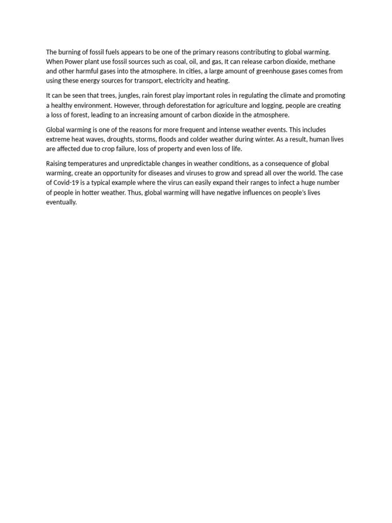 Impact of Fossil Fuels on Global Warming | PDF