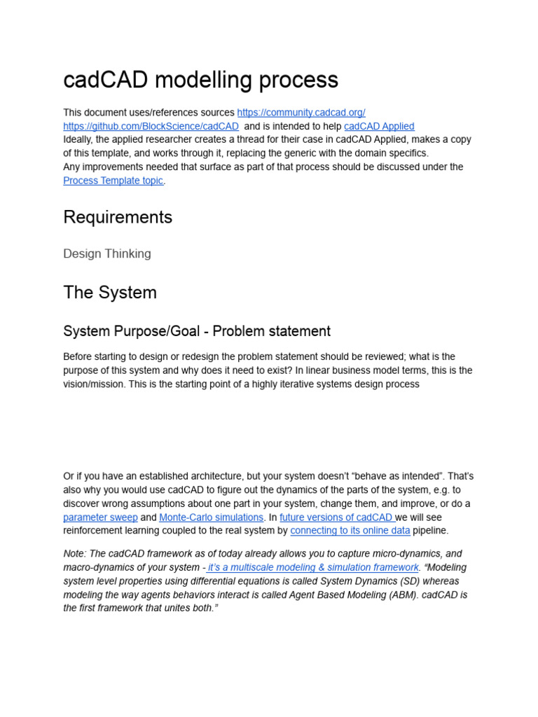 cadCAD Modeling Process Guide | PDF | System | Simulation