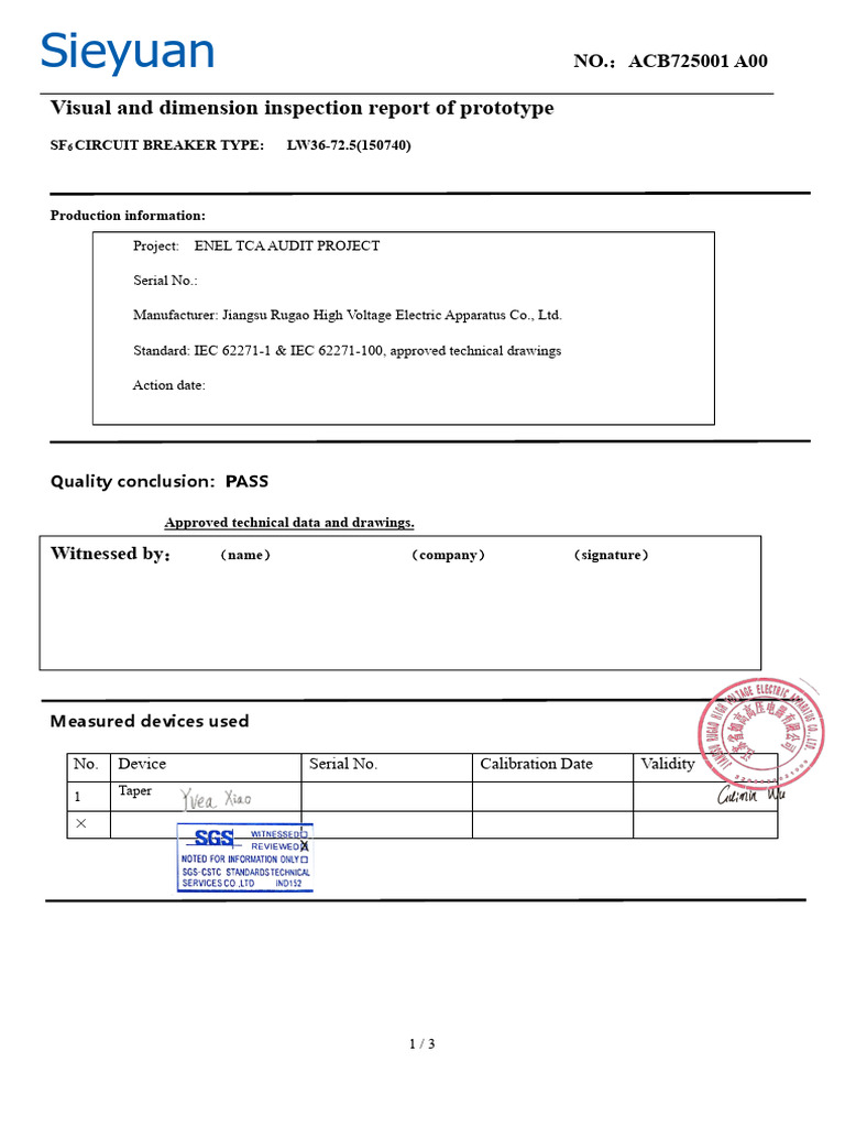 Visual and Dimension Inspection Report of prototype-ACB725001-150740 ...