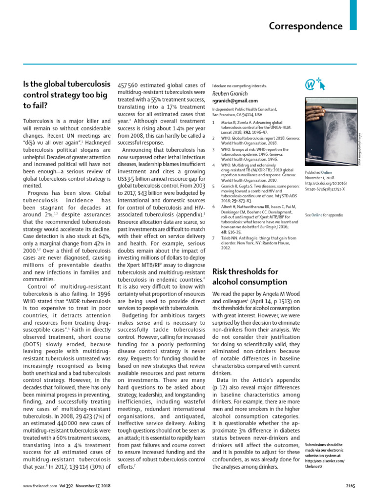 Risk Thresholds For Alcohol Consumption Lancet 21 | PDF | Tuberculosis ...