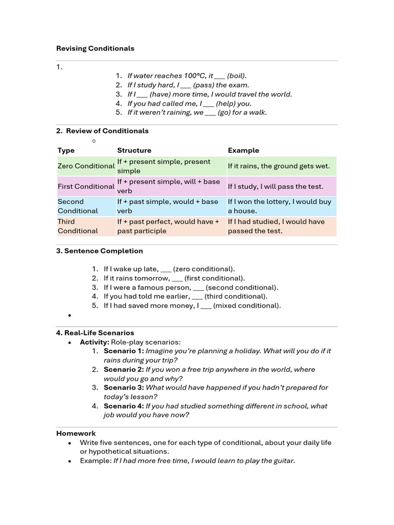 Revising Conditionals | PDF