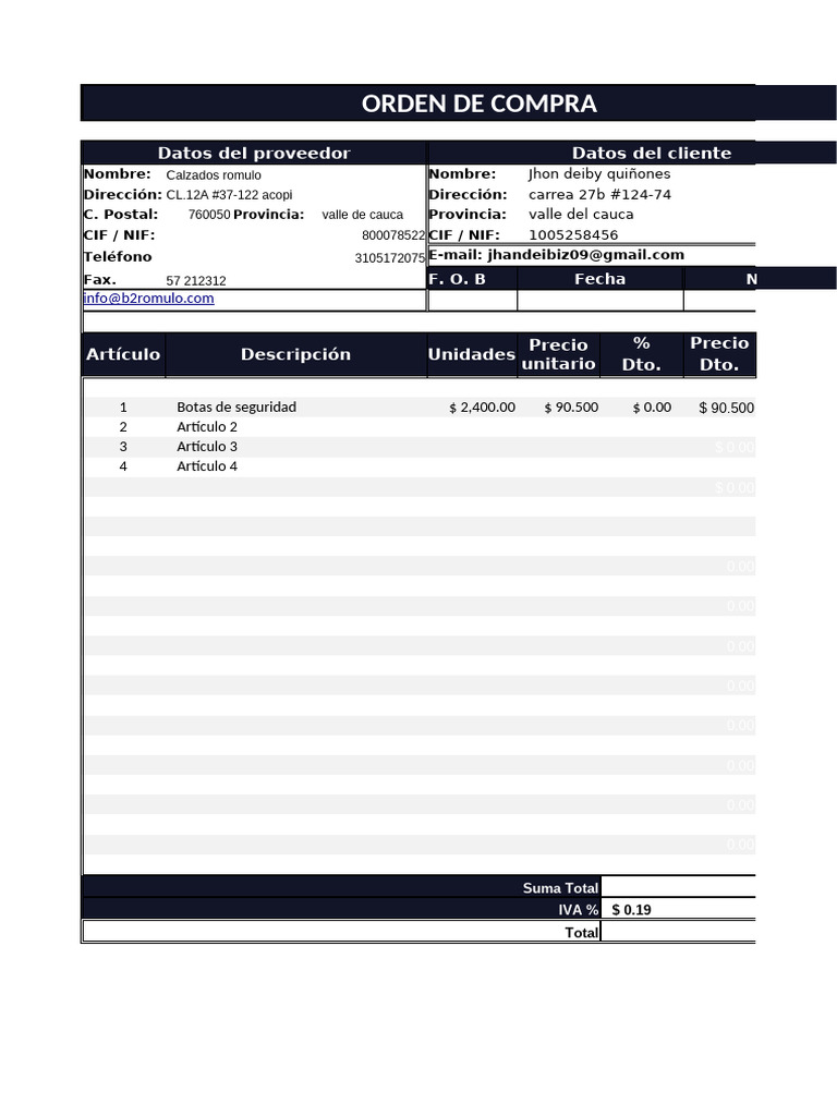 Orden de Compra Formato | PDF
