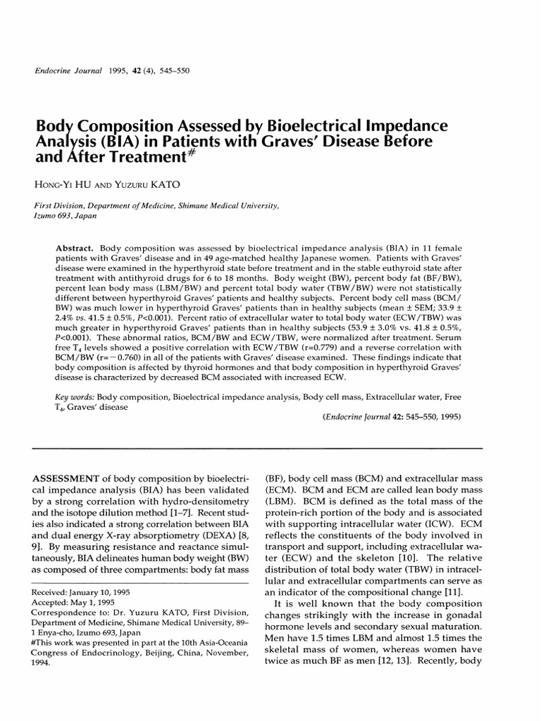 Y Composition Assessed by Bioelectrical Impedance L Ysis (BIA) in ...