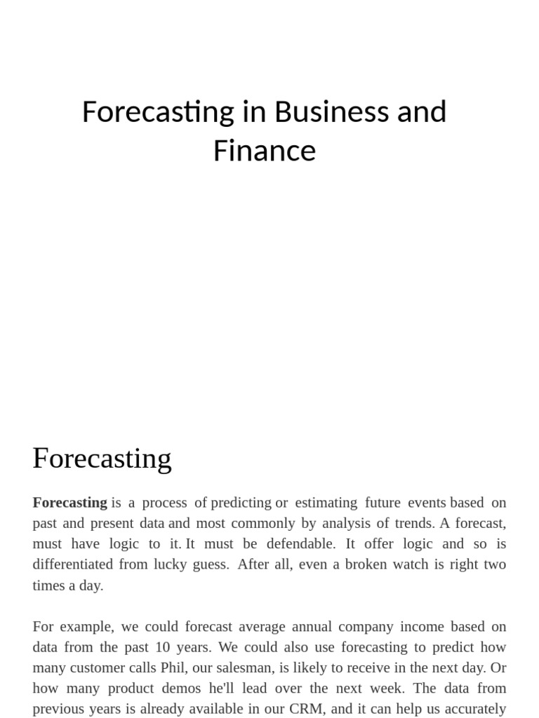 Business and Finance Forecasting Techniques | PDF | Errors And ...