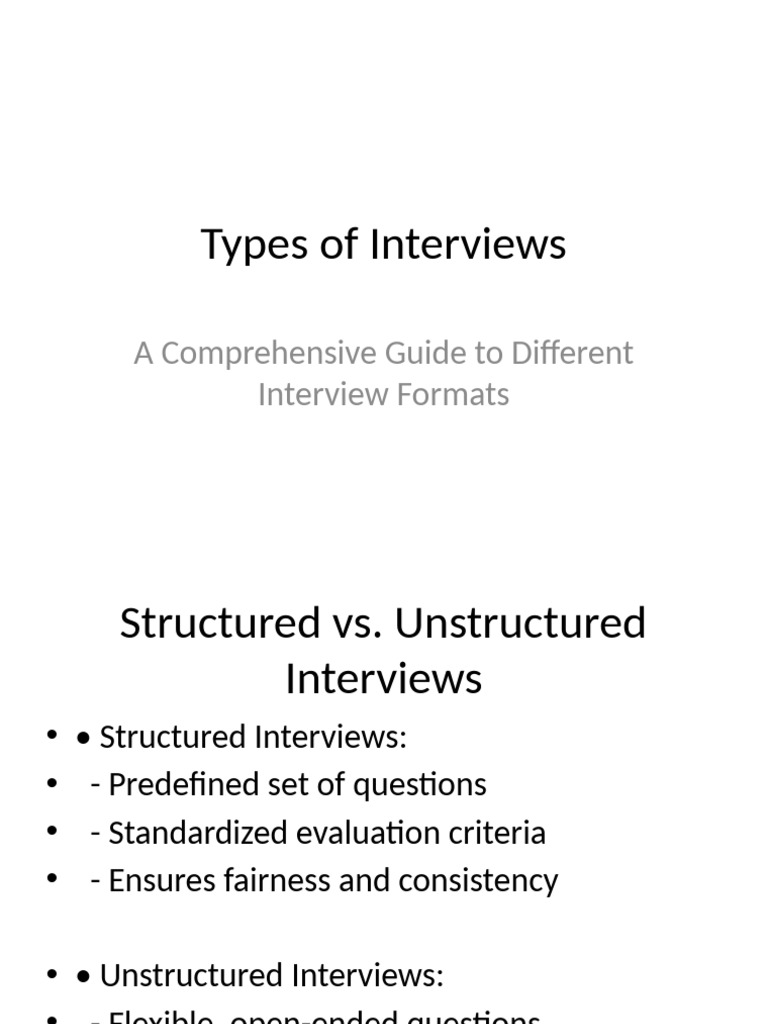 Types of Interviews Presentation | PDF | Leadership | Interview