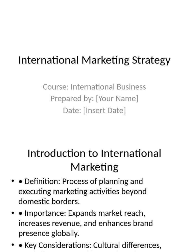 International Marketing Strategy Guide | PDF | Pricing | Marketing