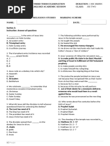 JSS 2 3RD TERM CRS EXAM MARKING SCHEME