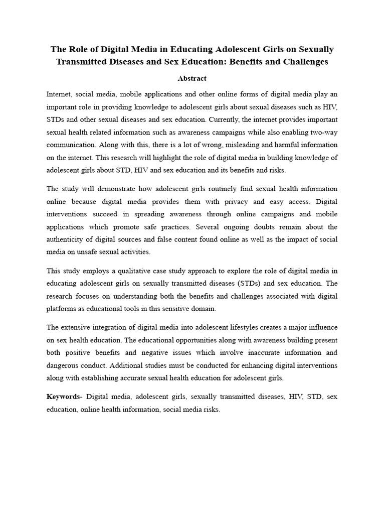 The Role of Digital Media in Educating Adolescent Girls On Sexually ...