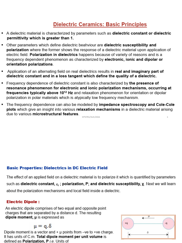 MT4761 Lecture Note 4 2024 | PDF | Dielectric | Dipole
