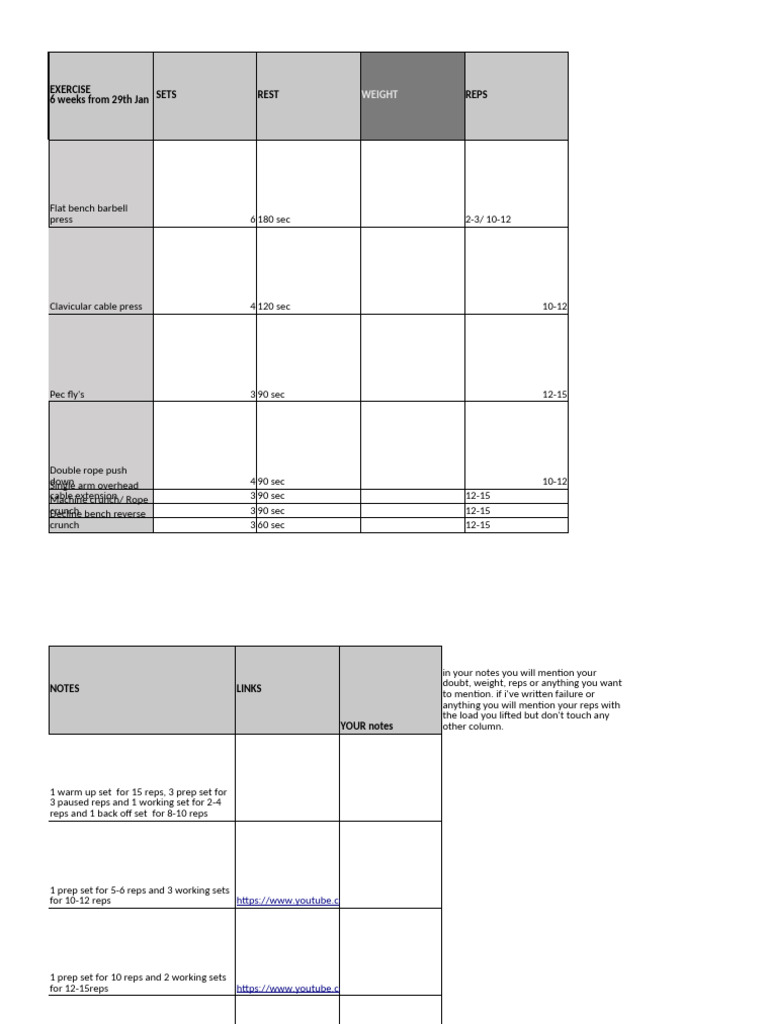 6-Week Workout Plan Overview | PDF | Strength Training | Weight