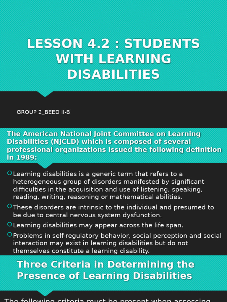 Sped Students With Learning Disabilities 072456 1 | PDF | Learning ...
