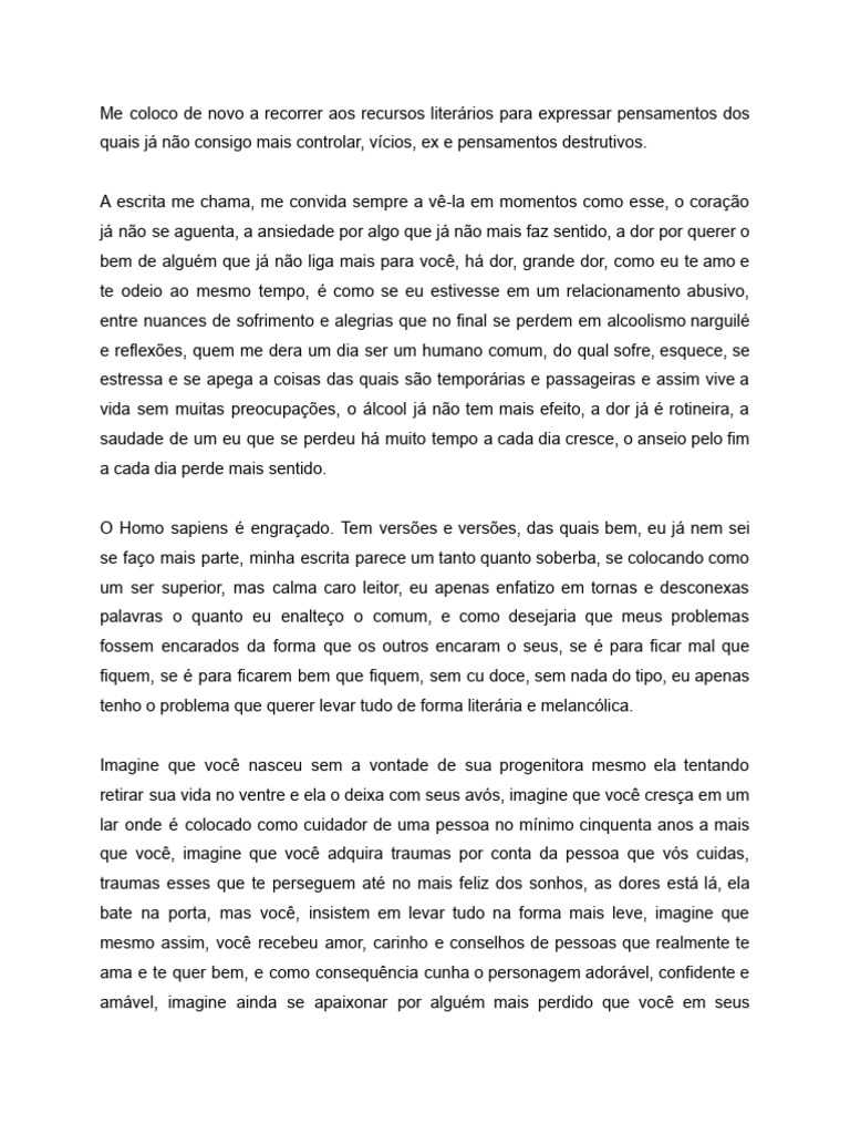 Reflexões sobre dor e amor não correspondido | PDF | Pensamento | Dor