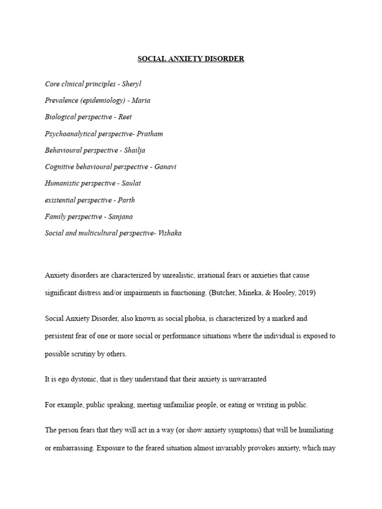 Understanding Social Anxiety Disorder | PDF | Social Anxiety Disorder ...