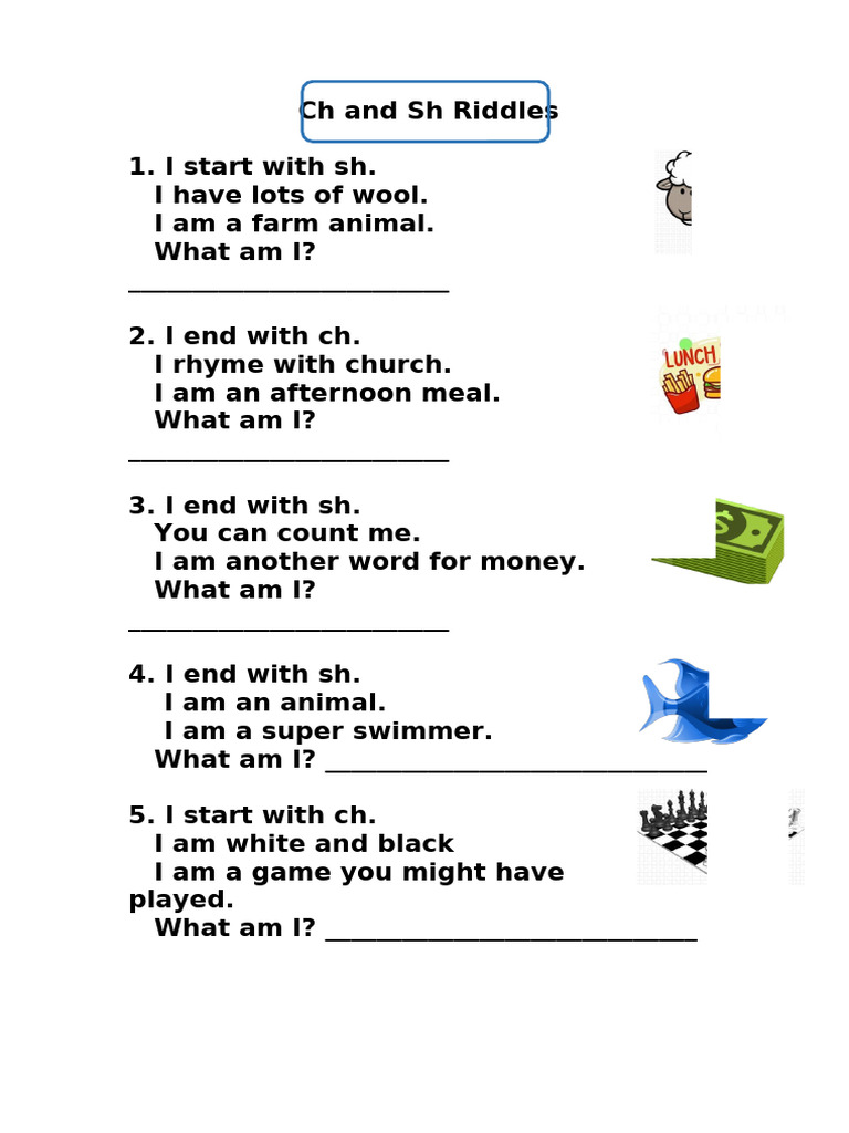 Fun Ch and Sh Riddles for Kids | PDF