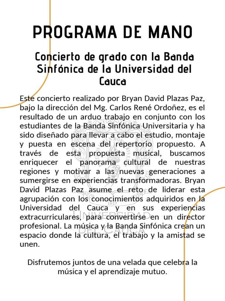 Programa de Mano | PDF | Colombia | Composiciones Musicales