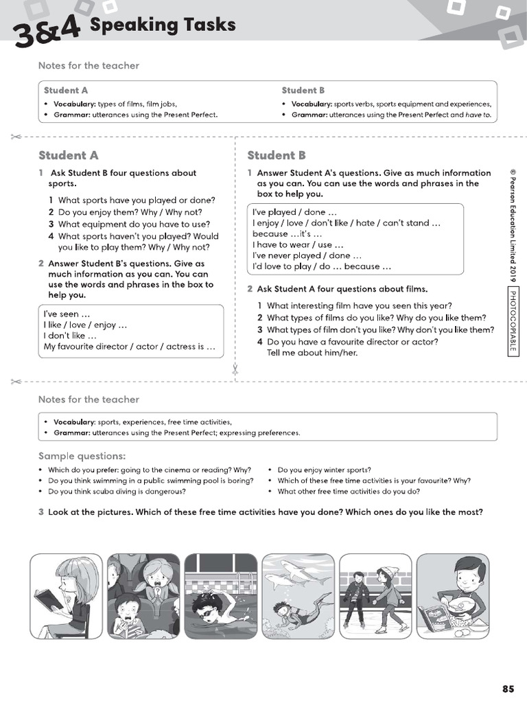 Go Getter 3 - Speaking Tasks 3-4 | PDF